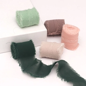 Morandi frayed edge chiffon silk ribbons for gift wrapping and wedding decor