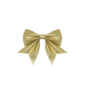 Glittery gold Christmas bow with sparkling star sequins for festive wreath DIY decoration