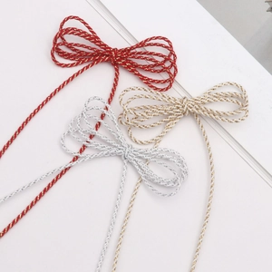 3mm metallic glitter twisted cord bows in red, silver, and cream gold for DIY crafts