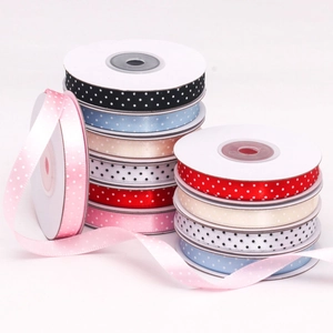 Polka Dot Polyester Satin Ribbon Printed Decorative Webbing For DIY Craft Gift Wrapping Wedding Bouquet Bow Accessory