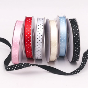 Polka dot satin ribbon set with six colors for DIY gift wrapping and bows