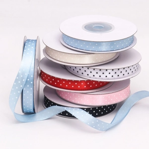 Colorful 1cm polka dot satin ribbon set for DIY handmade crafts and gift wrapping