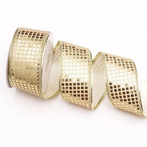 Rotolo di nastro dorato a scacchi metallici per confezioni regalo e decorazioni fai-da-te