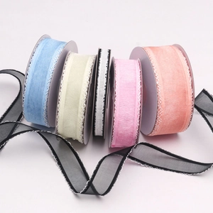Multicolor sheer organza ruffled ribbons on spools for DIY craft and hair accessories