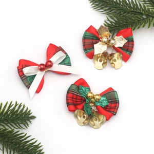 Christmas bow set with bells and holly leaves for DIY wreaths and festive decorations
