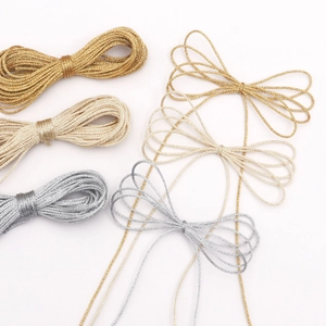1mm metallic braided rope in gold and silver for Christmas gift wrapping and DIY crafts
