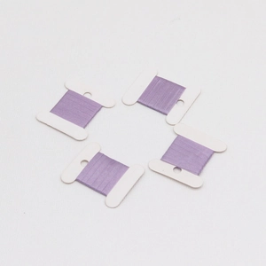 Set of 4 lavender purple velvet ribbons on white spools for gift wrapping and DIY crafts