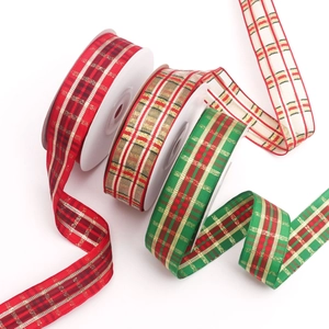Weihnachts-Tartan-Band Schottisches Karo-Metalldrahtband Für Feiertags-Geschenkverpackung Festliches DIY-Handwerk Haarschleifen Dekorationen