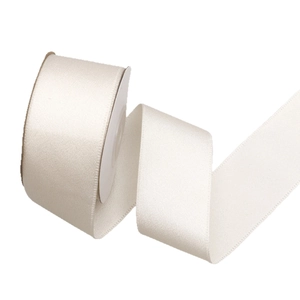 Cream white satin ribbon 4cm wide for gift wrapping and DIY crafts on a roll