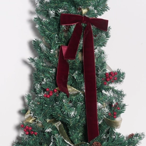 Large burgundy velvet Christmas bow for holiday wreaths and tree decoration