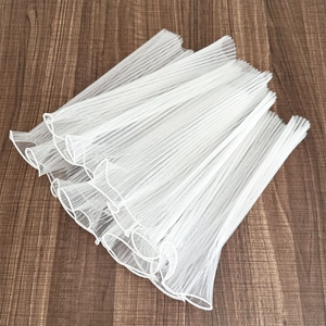White layered pleated mesh fabric with pearl edges for DIY floral or sleeve accessory