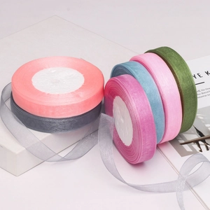 Multi-color 1.5cm organza ribbons roll set for DIY crafts and gift gift wrapping