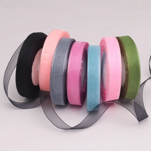1.5cm transparent organza ribbon set in various colors for DIY floral gift packaging