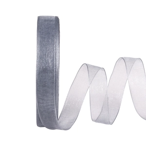 Transparent silver-grey chiffon ribbon 1.5cm wide for gift wrapping and DIY crafts