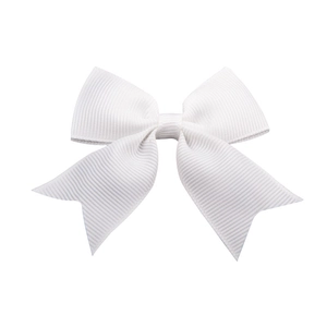 Classic white grosgrain ribbon bowtie with elegant fishtail ends for gift decoration