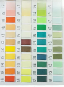 Detailed color chart for 2.5cm grosgrain ribbon showing 40 different polyester shades