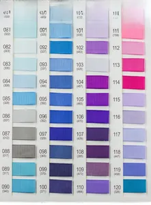 Polyester grosgrain ribbon color chart displaying 40 vibrant shades and ribbed texture