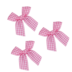 Pink and white plaid gingham bow set for DIY hair accessories and flower wrapping