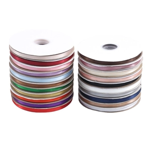 Rolls of colorful 1cm polyester satin ribbons for gift wrapping and DIY crafts decor
