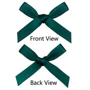 Dark green polyester satin bow for gift box decor and DIY sewing accessories