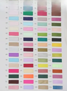 Detailed color chart showing 60 shades of 1.2cm satin ribbon from number 61 to 120