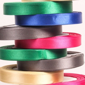 Polished 1.2cm double-sided satin ribbon rolls in various colors for gift box packaging