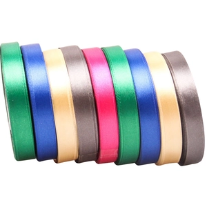 Rolls of 1.2cm colorful double-sided satin ribbon for gift boxes and cake packaging