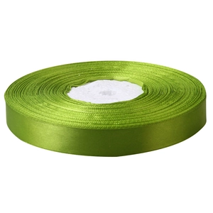 Roll of grass green satin ribbon for gift wrapping and cake decorating, 2cm wide
