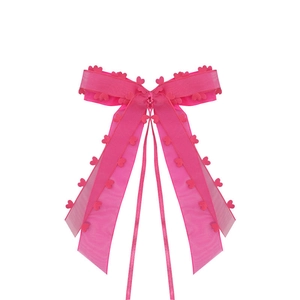 Nœud en organza rose à motifs de cœurs et rubans pour mariage ou cadeaux de fête