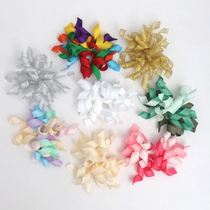 Handmade DIY Curly Ribbon Bows Polyester Wavy Korker Bow For Gift Box Packaging Christmas Valentine Festive Decoration