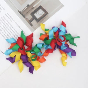 Colorful handmade spiral korker ribbon hair bows for DIY gift box decor and hair accessories