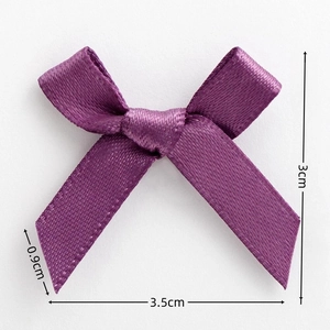 Purple satin ribbon bow 3.5x3cm for DIY crafts, doll clothes and gift decoration