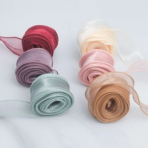 Sheer organza wavy ribbons in multiple colors for floral bouquets and DIY gift wrapping