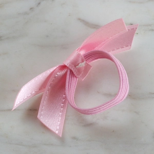 Pink satin bow hair tie with elastic rope for women’s everyday hair accessories
