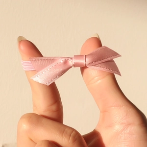 Handmade Pink Satin Bow Hair Tie Elastic Ponytail Holder Polyester Ribbon Hairband For Women Girls Daily Hair Accessory