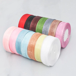 Rolls of 2.5cm colorful sheer organza ribbons for gift wrapping and cake box decoration