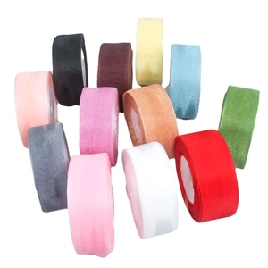 Rolls of 2.5cm colorful sheer organza ribbons for gift wrapping and DIY crafts