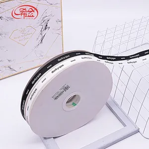 Hochdichtes weißes Ripsband mit schwarzen derbyque Buchstaben für Geschenkverpackungen