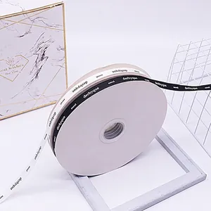 Weißes und schwarzes Ripsband mit Logo für Tortendeko und Geschenkverpackung 100 Yards