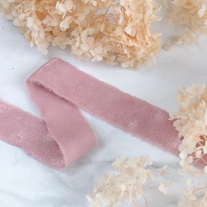 Frayed edge chiffon silk ribbon in dusty rose for DIY wedding flower gift wrapping