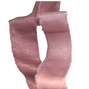 Frayed edge velvet ribbon in dusty rose for DIY crafts and gift box wrapping