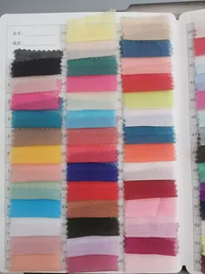 Detailed color chart showing 54 shades of 4cm chiffon ribbon for wedding decorations