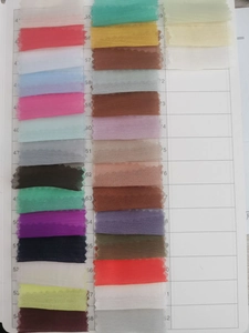 Detailed color chart for 4cm chiffon ribbons with numbered fabric swatches for selection