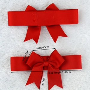 Red polyester grosgrain double layer bow for gift boxes and DIY crafts with dimensions