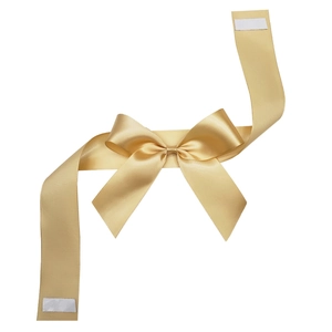 Polyester satin champagne gold gift bow with adhesive tape for DIY packaging