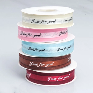 Polyester Sheer Snow Gauze Ribbon For Cake Box Flower Gift Wrapping DIY Crafts Printed Best Wishes Just For You Decorative Ribbon