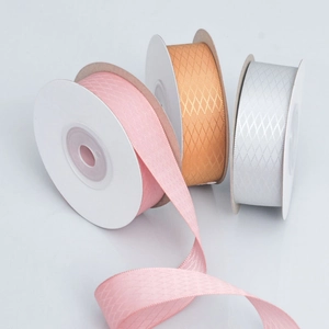 Cintas de poliéster con patrón de rombos rosa oro y plata para lazos DIY y regalos