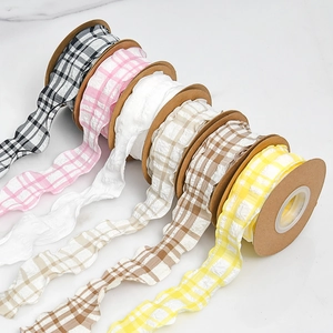 3,8 cm Geruite ruches linten in diverse kleuren voor DIY bloemen en cadeauverpakkingen