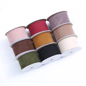 Nine rolls of solid color faux suede velvet ribbons for DIY hair accessories and crafts