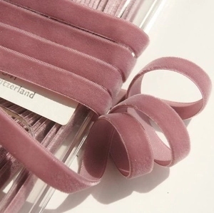 Premium 1cm dusty pink velvet ribbon neatly wound on spool for gift wrapping and DIY crafts